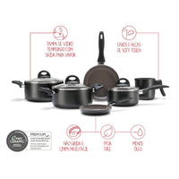 Jogo de Panelas Antiaderente Ceramic Life 6 Peças Smart Plus Preto