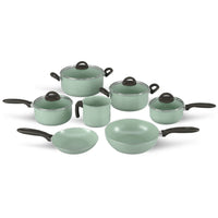 Jogo de Panelas Antiaderente Ceramic Life 7 Peças Suprema Verde