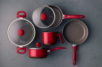 Jogo de Panelas Antiaderente Ceramic Life 5 Peças Easy Vermelho