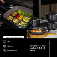Jogo de Panelas Antiaderente Ceramic Life 8 Peças Smart Plus Preto