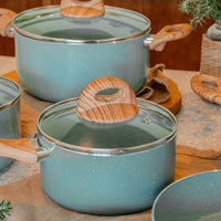 Jogo de Panelas Antiaderente Ceramic Life 5 Peças Botanika com Indução Verde