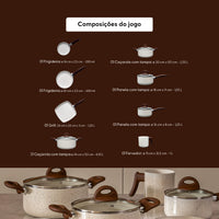 Jogo de Panelas Antiaderente Ceramic Life 8 Peças Smart Plus Vanilla