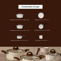 Jogo de Panelas Antiaderente Ceramic Life 6 Peças Smart Plus Vanilla