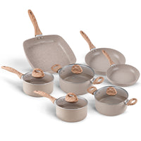 Jogo de Panelas com Indução Antiaderente Ceramic Life Smart Plus 7 Peças - areia